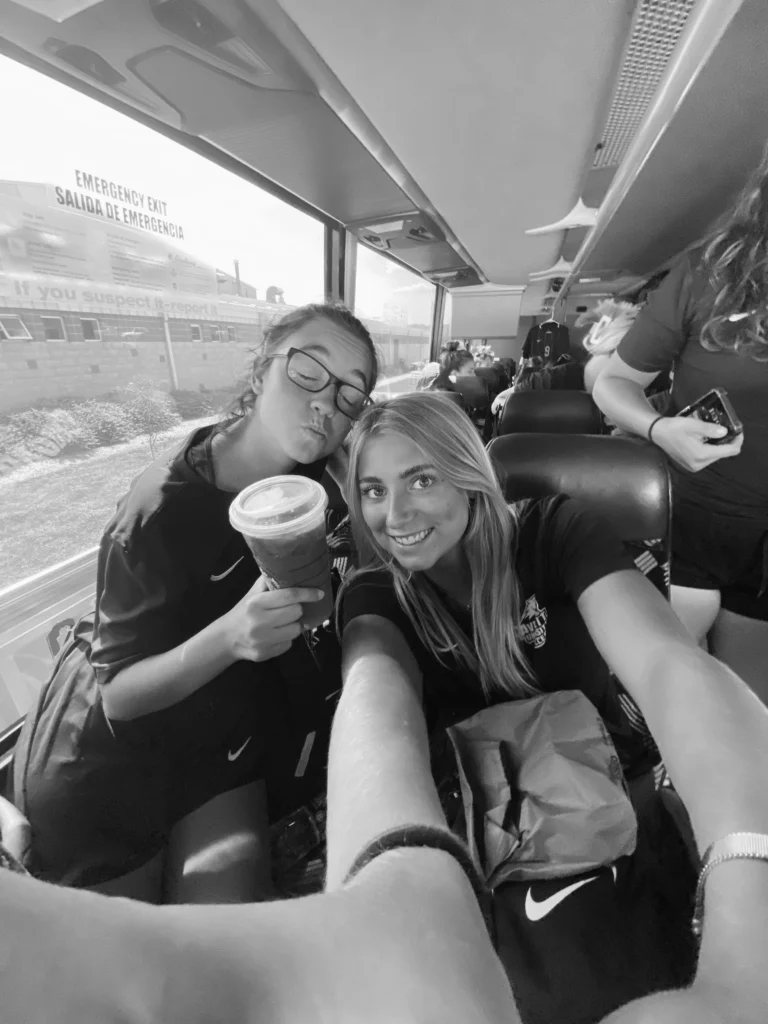 College student-athletes on the bus