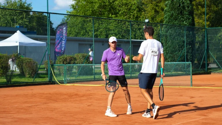 Tennis players at college showcase