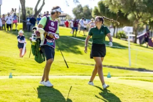 Female college golf player